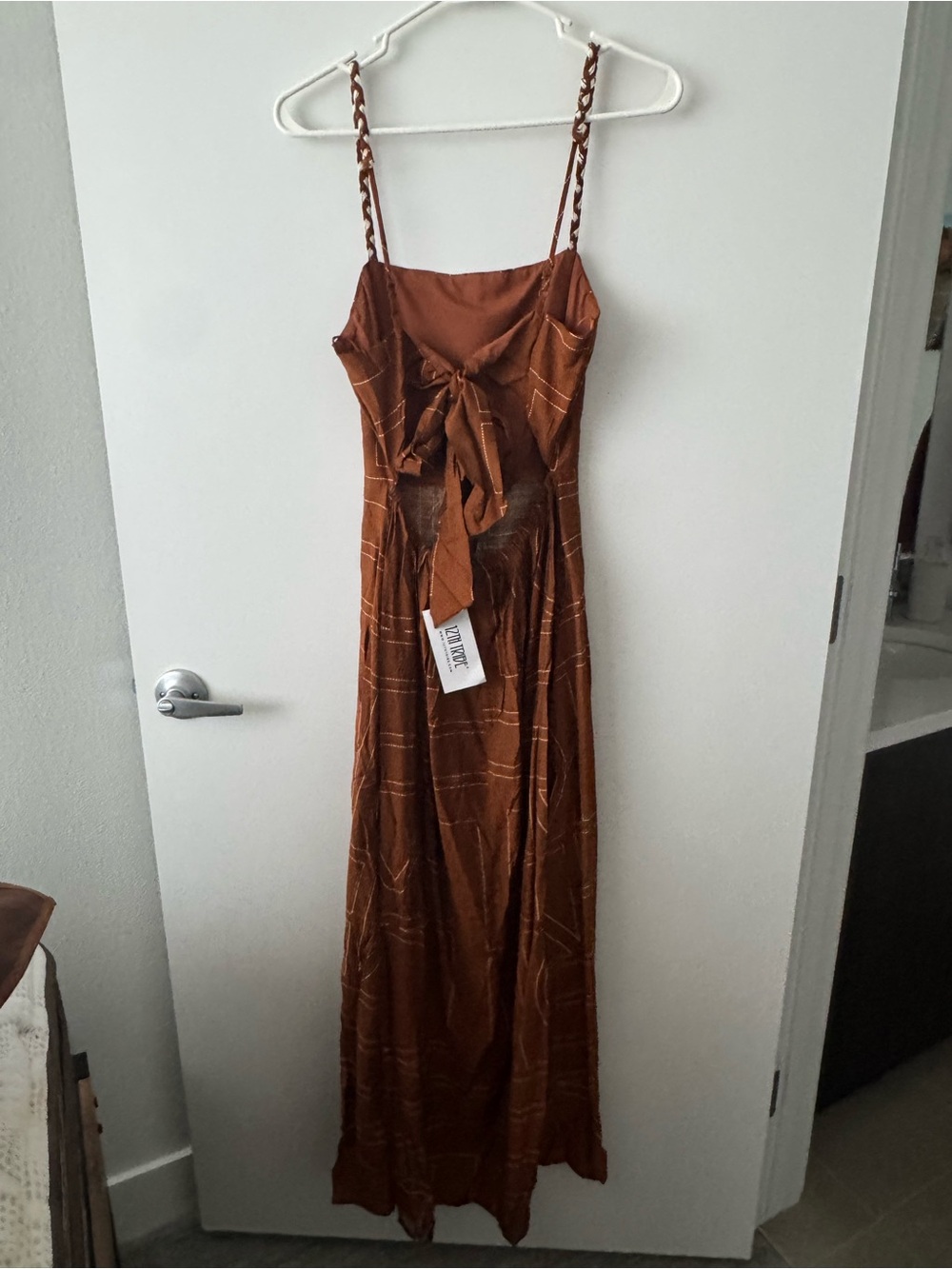 NWT 12th Tribe Burnt Orange Maxi Dress with Geometric Pattern - Picture 2 of 3